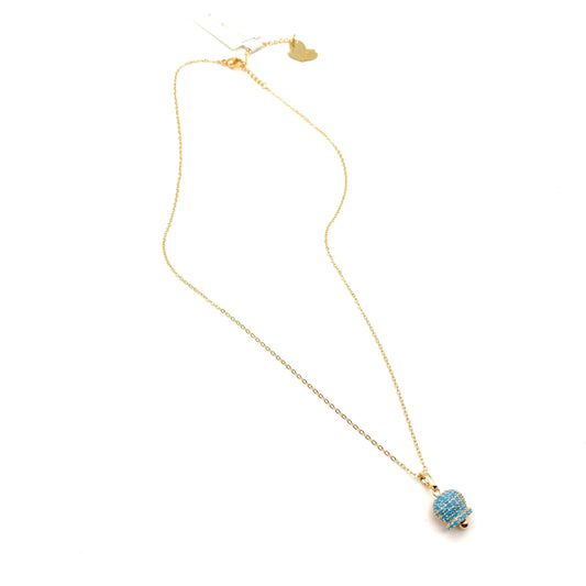 Collana Alessia Martucci con Campanella di Capri e Zirconi Turchese Placcata Oro 18K Bloom Oro Gioielleria