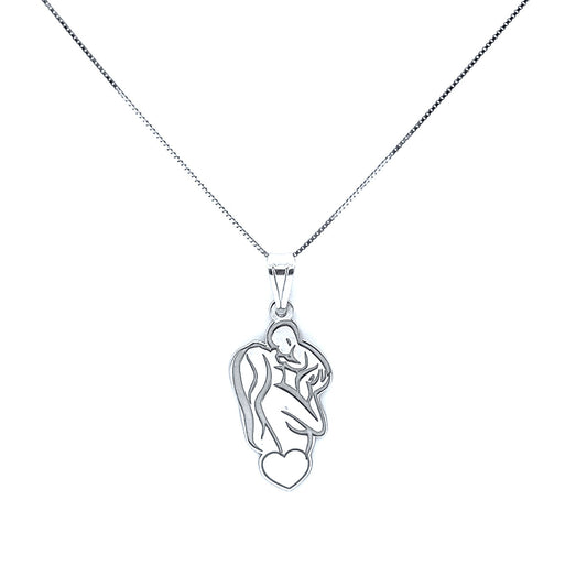 Collana Donna Maternità con Cuore 24mm in Argento 925 Rodiato Bloom Oro Gioielleria