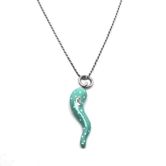 Collana Donna con Corno Smaltato pendente in Argento 925 Rodiato Bloom Oro Gioielleria