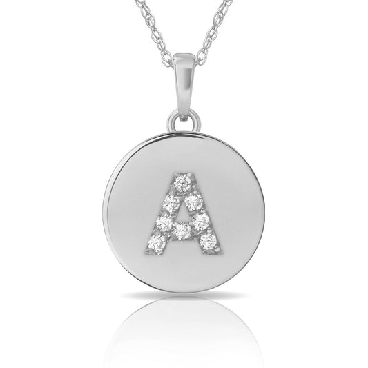 Collana Donna con Letterina Tonda in Argento 925 Rodiato Bloom Oro Gioielleria