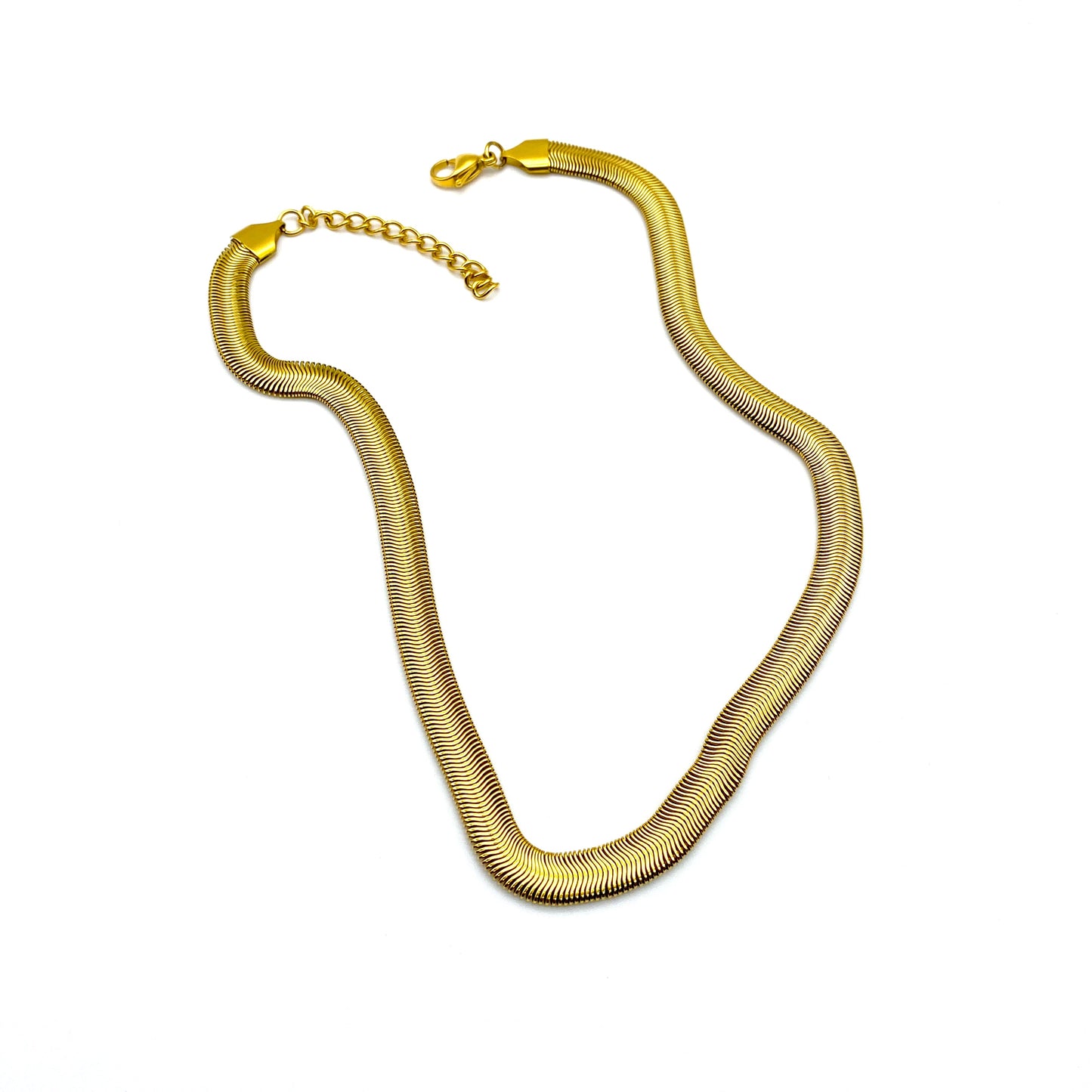 Collana Donna mod. Snake Bombata in Acciaio Bloom Oro Gioielleria