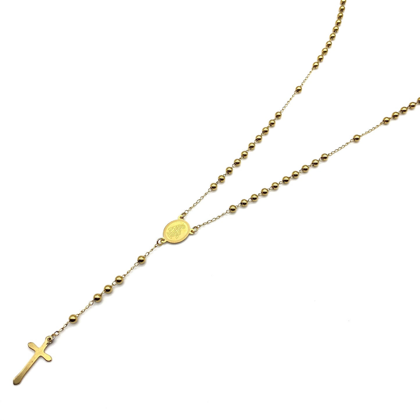 Collana Rosario in Acciaio Placcato Oro 18k 4mm Bloom Oro Gioielleria