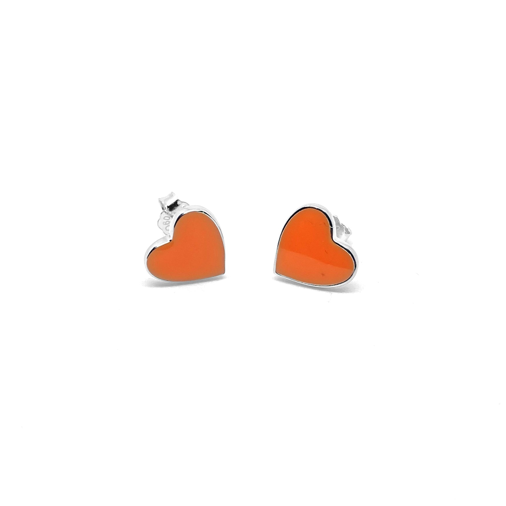 Orecchini Heart Smaltati Arancio in Argento 925 Rodiato Bloom Oro Gioielleria