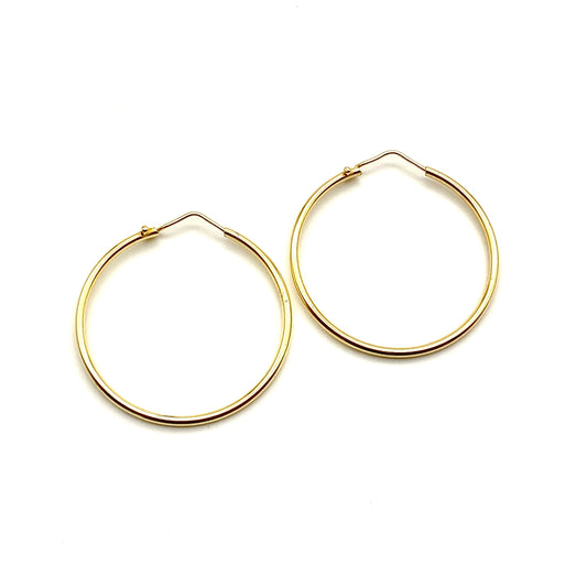 Orecchini a Cerchio Lisci in Argento 925 Placcato Oro 18k da 40mm Bloom Oro Gioielleria