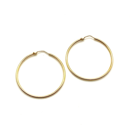 Orecchini a Cerchio Lisci in Argento 925 Placcato Oro 18k da 50mm Bloom Oro Gioielleria